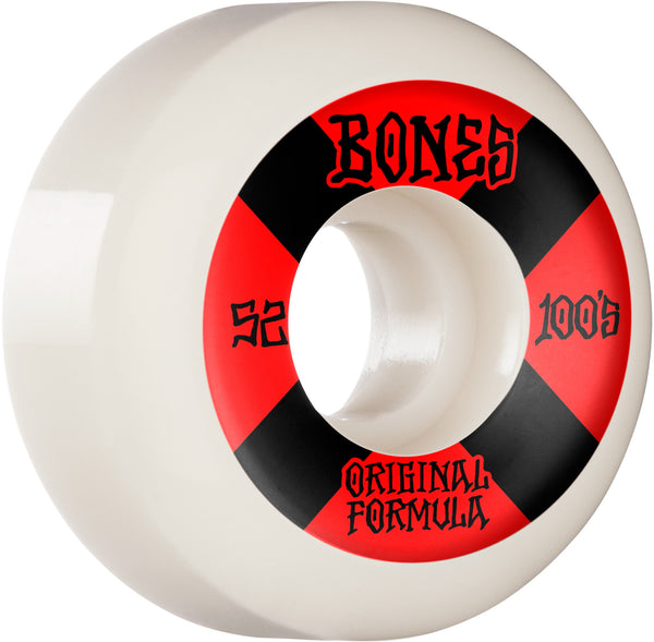 BONES WHEELS OG Formula Skateboard Wheels 100 #4 52mm V5 Sidecut 4pk White